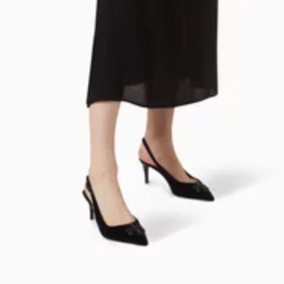 Tory Burch Eleanor Pavé Velvet Slingback Pointed Toe Pump size 6 - Picture 2 of 16